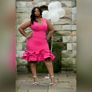 Fuschia Ruffle Bodycon Dress